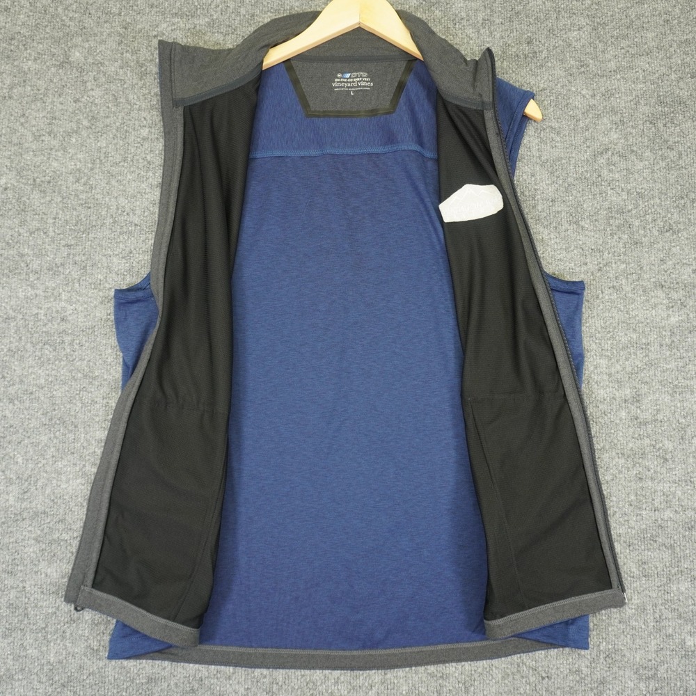 Vineyard Vines On-The-Go Shep Vest Mens L Blue Performance Full Zip Stretch - Picture 3 of 13